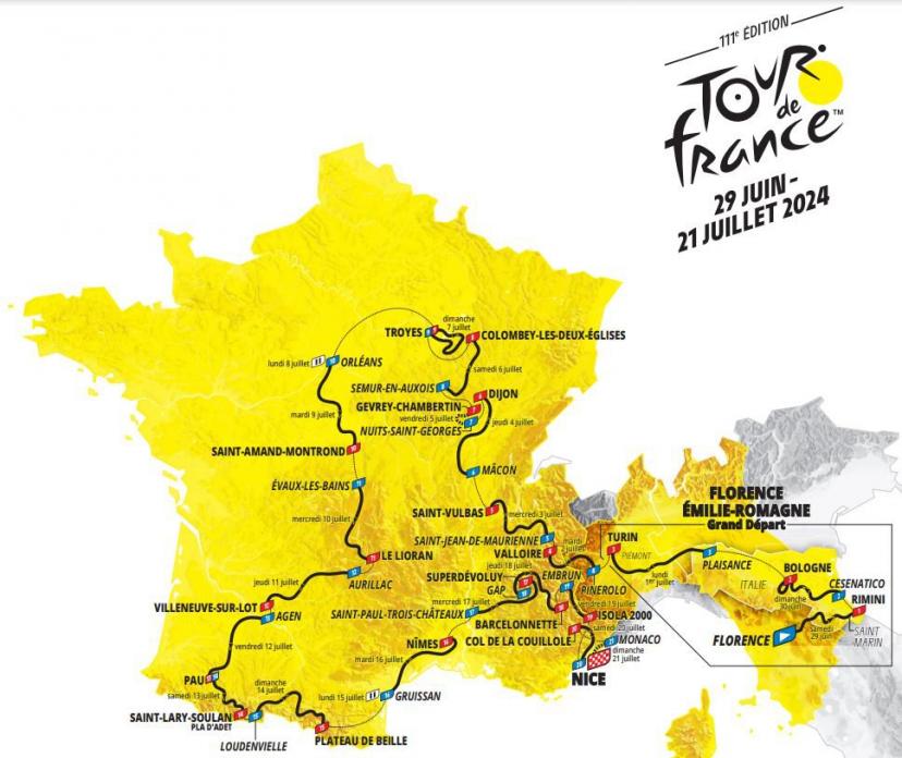 Découvrez le trajet du Tour de France 2024 On connait enfin les étapes