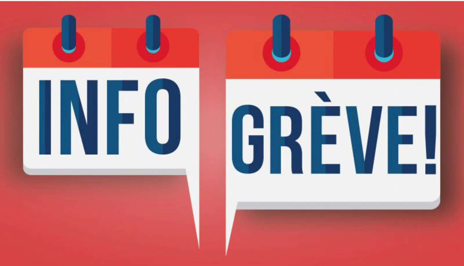 Affiche annonçant une grève avec le message “Info Grève !” sur fond rouge.