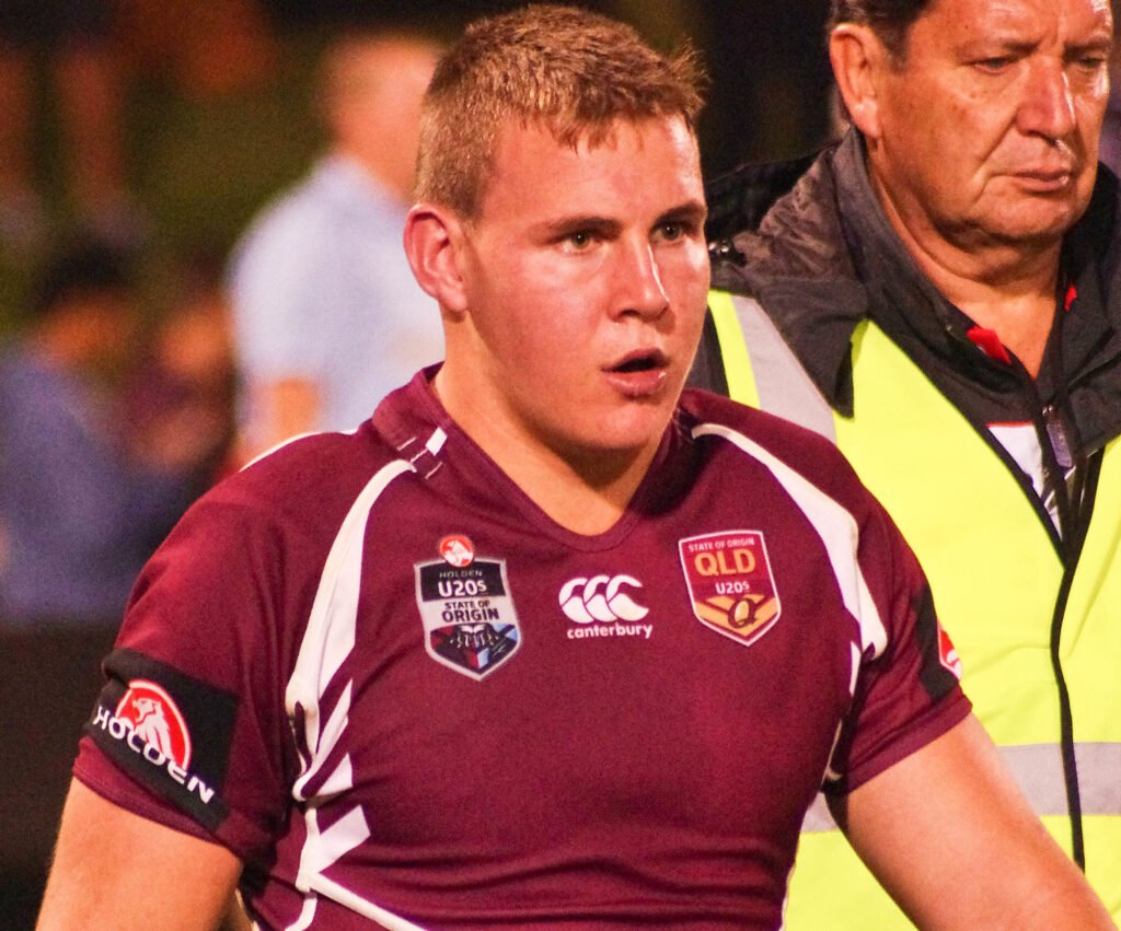 Luke Bateman en tenue de rugby lors d’un match, avant sa participation à l’émission I’m a Celebrity