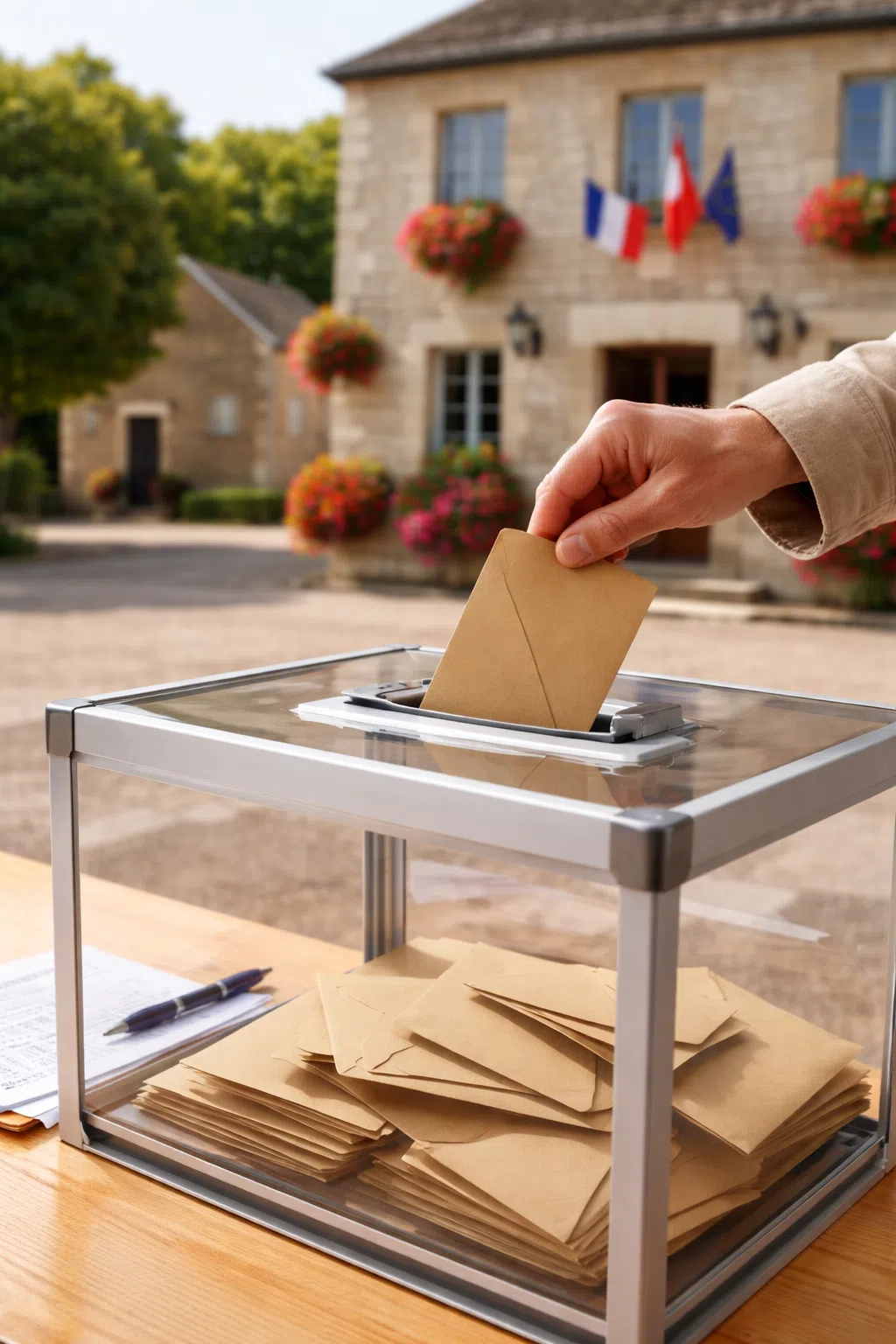 Bulletin de vote et enveloppe lors des élections municipales