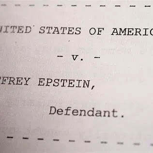 Document judiciaire américain au nom de Jeffrey Epstein, utilisé pour illustrer la décision du gouvernement américain de ne pas engager de nouvelles poursuites sur la seule base des dossiers publiés