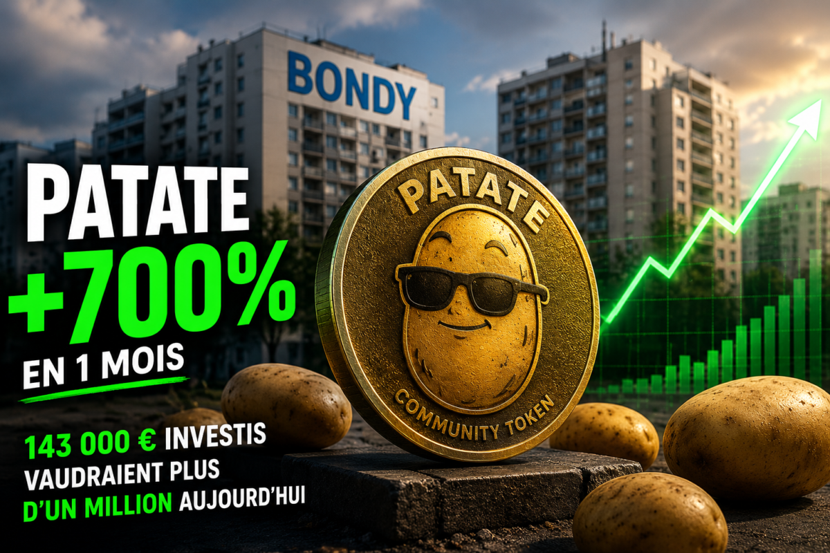 Illustration du token crypto “Patate” après une hausse spectaculaire de 700 % en un mois.