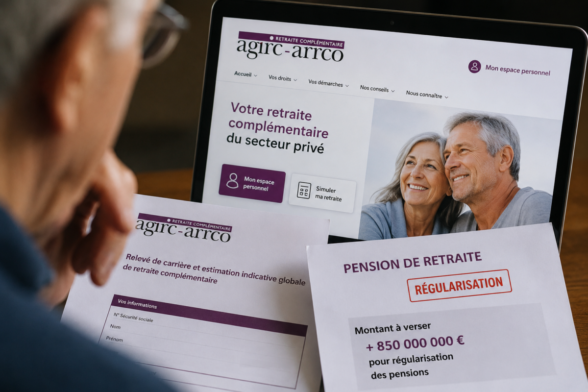 Retraité consultant un dossier de pension complémentaire Agirc-Arrco