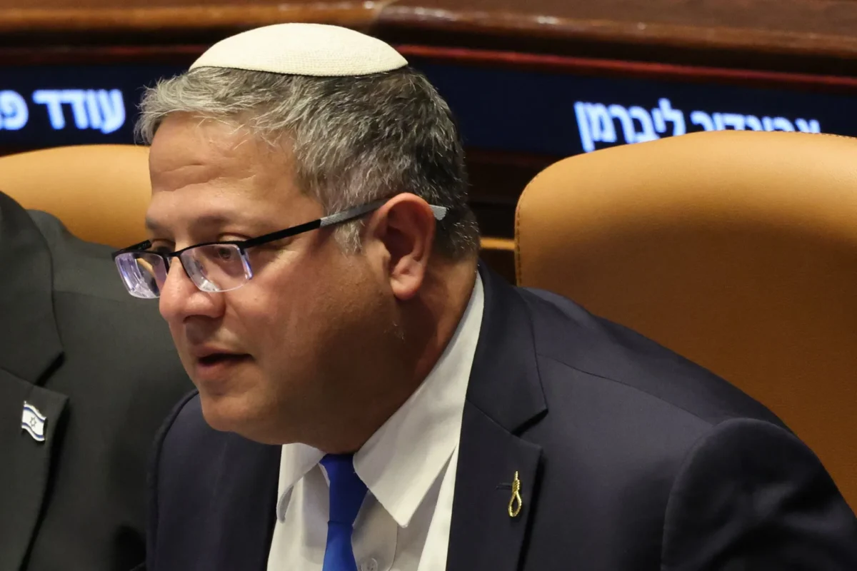 Itamar Ben-Gvir, ministre israélien de la Sécurité nationale, lors d’une séance officielle à la Knesset, le Parlement israélien.