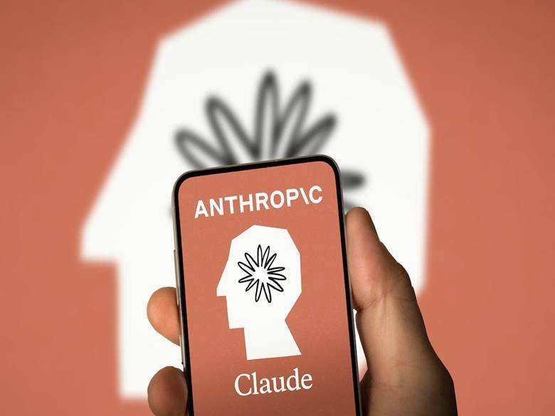 Logo Anthropic affiché en noir sur un fond clair dégradé, illustrant l’entreprise américaine derrière l’assistant IA Claude.