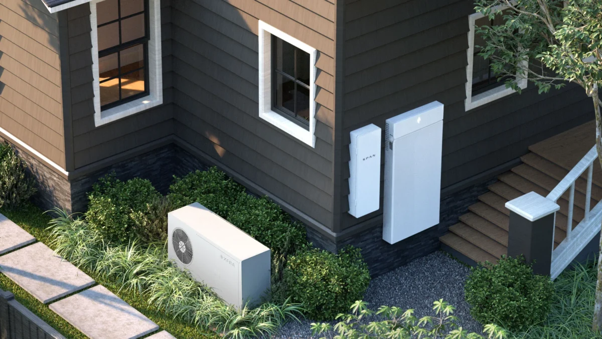Boîtier SPAN XFRA installé à l’extérieur d’une maison, présenté comme une solution de mini data center IA résidentiel utilisant des GPU Nvidia.